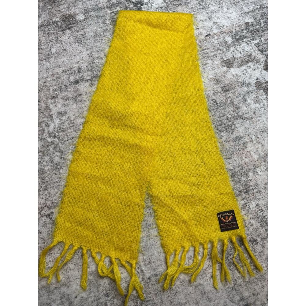 Vintage Creagaran Scotland Home Weavers Scarf Mohair Wool Yellow Scottish 9x70”